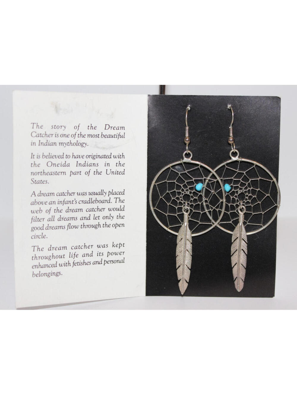 Les Walker Delaware Tribe Sterling Dream Catcher Feather Earrings Native
